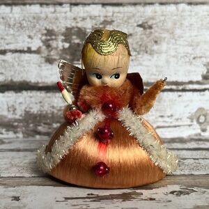 Vintage Christmas Composite Paper Mache Angel Ornament MCM Satin Japan